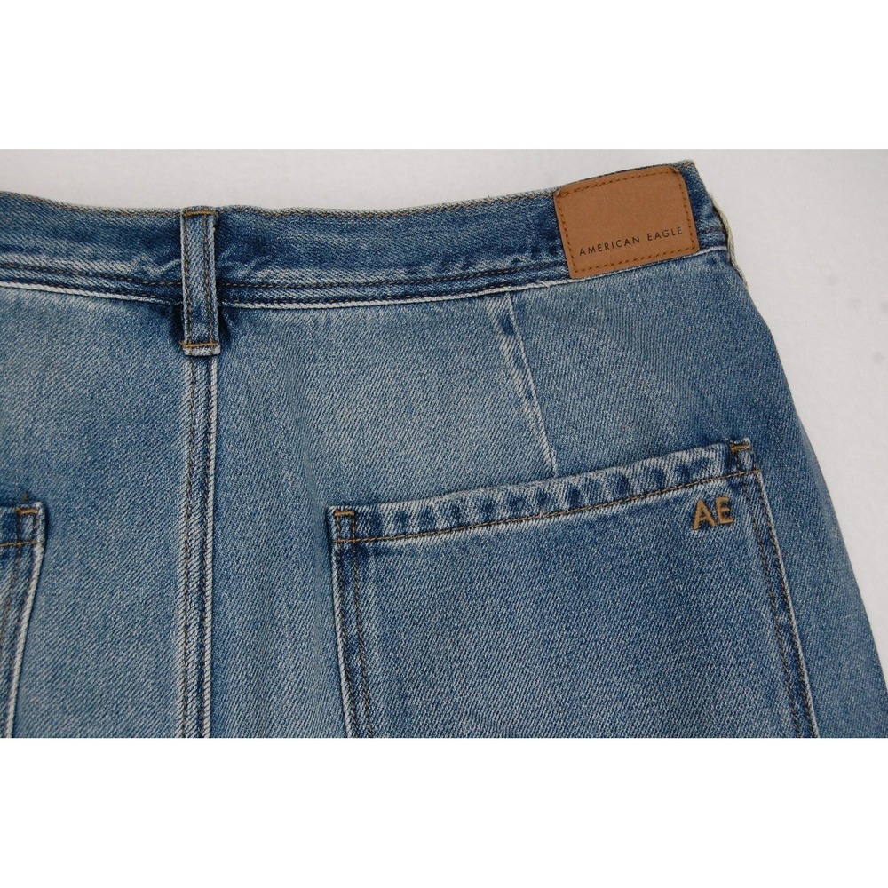 American Eagle Outfitters Mom Jeans Womens‎ 16 Long Blue Medium High Rise Cargo - Picture 6 of 12